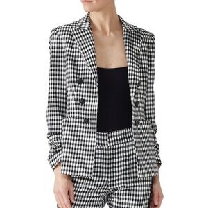 $695 Veronica Beard Caldwell Black White Gingham Plaid Dickey Jacket Blazer sz 4